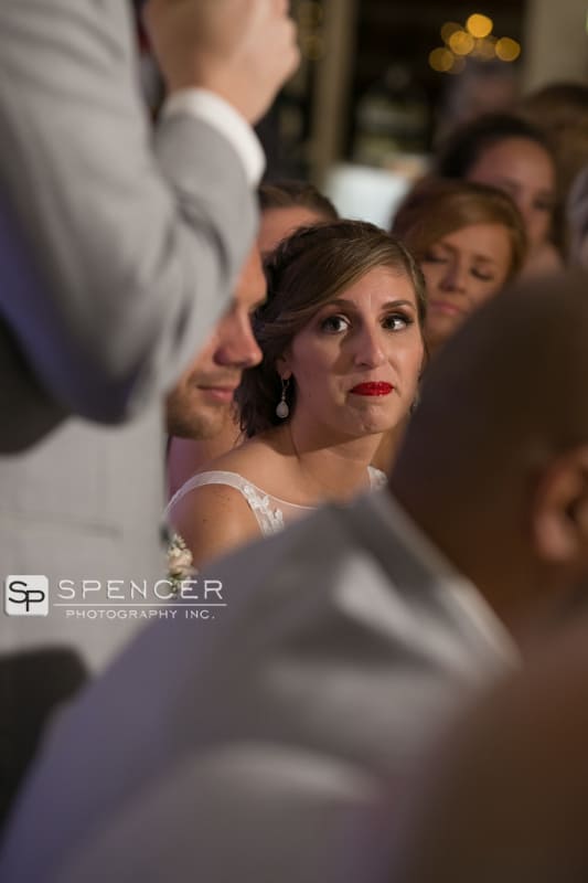 bride watching speech at vermilion on the lake wedding reception