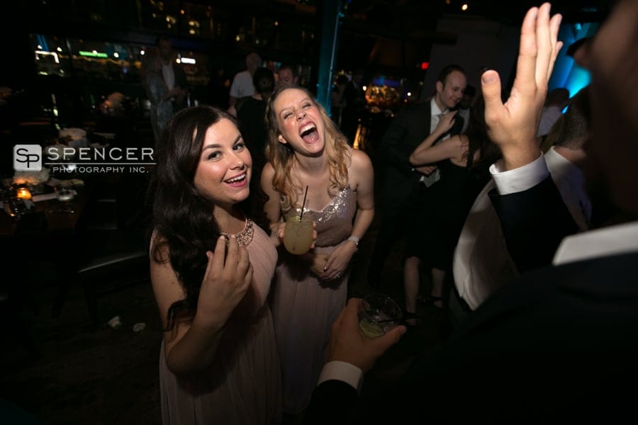 bridesmaids making faces at camera