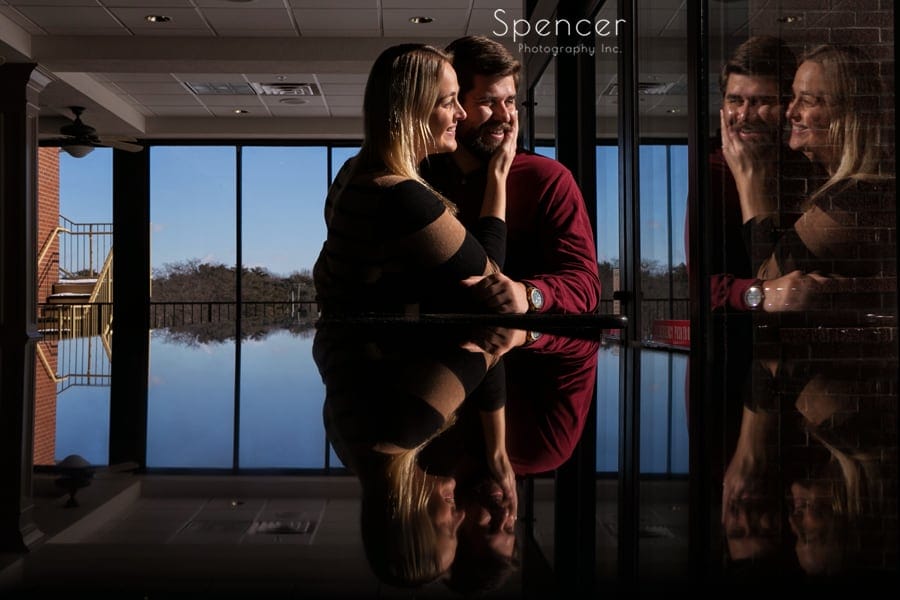engagement session with reflections at firestone country club