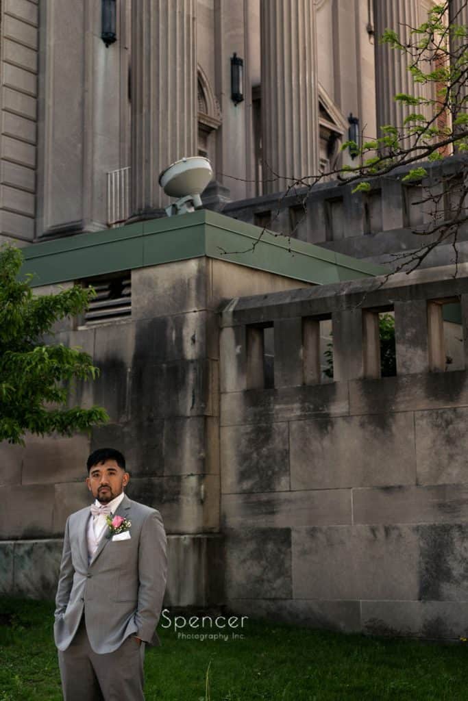 picture of groom on Sunday wedding in Cleveland