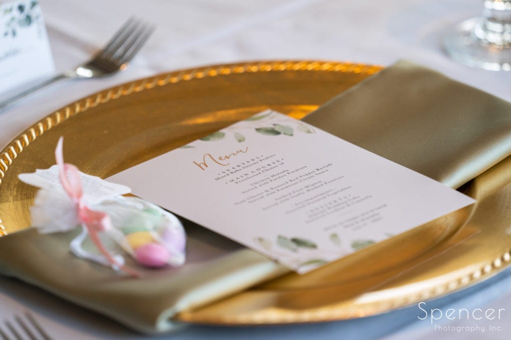 wedding reception table setting at Firestone Country Club