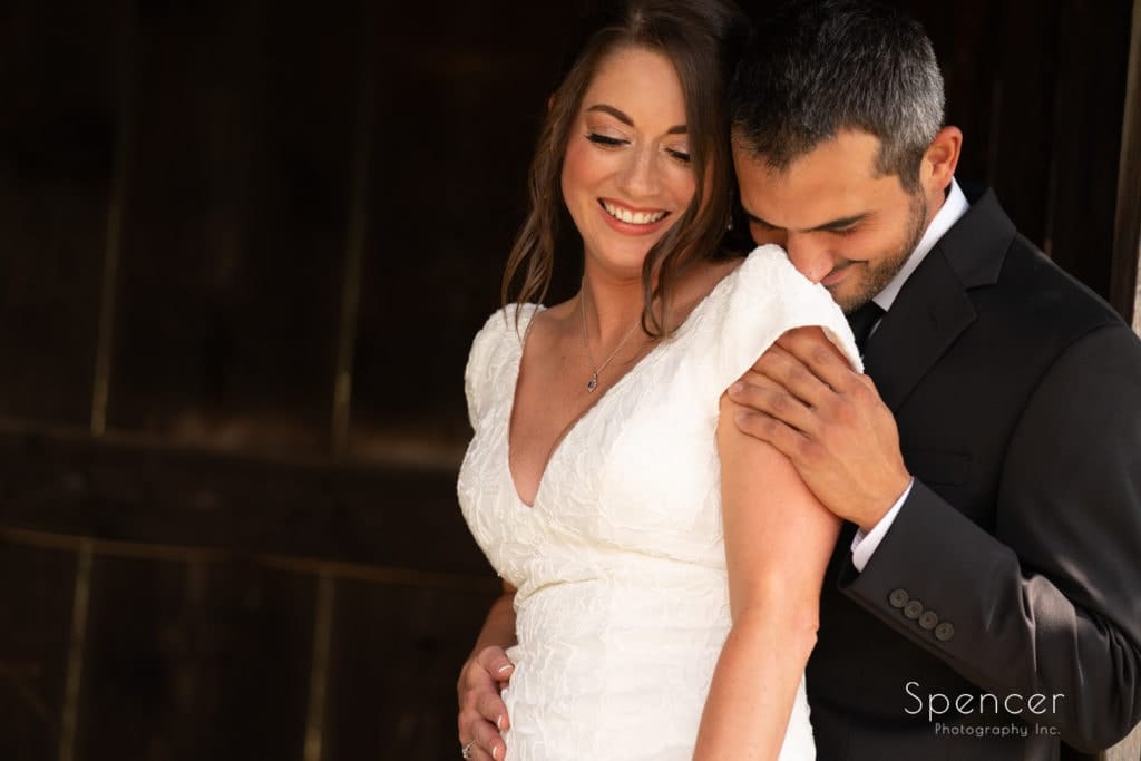 bride and groom in wedding picture at Patterson Fruit Farm