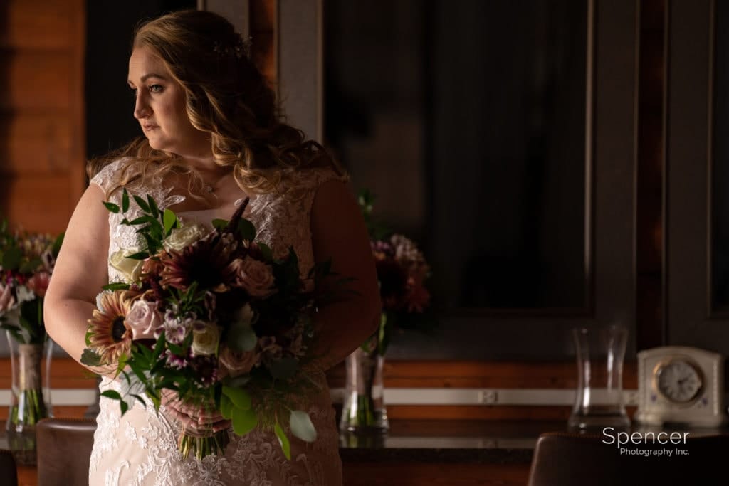 bridal portrait inside Parker Barn