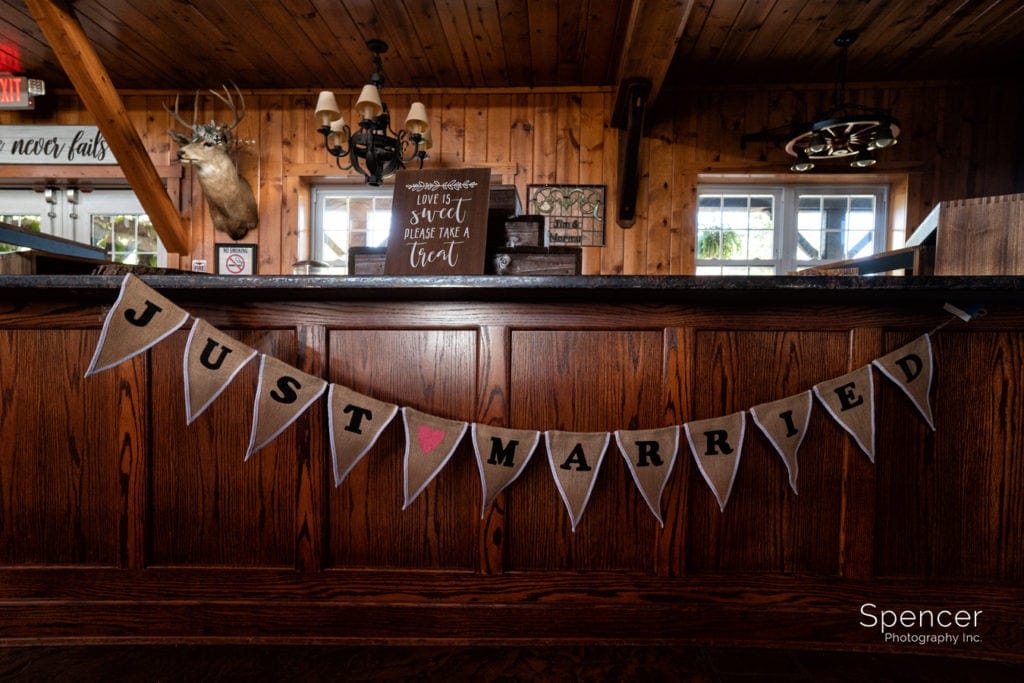 bar set up at Parker Barn wedding reception Copley