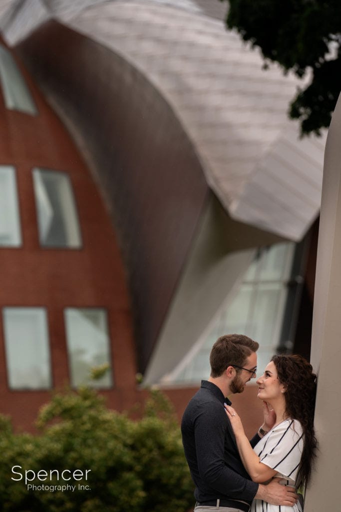 engagement photo at Case Western Reserve Campus