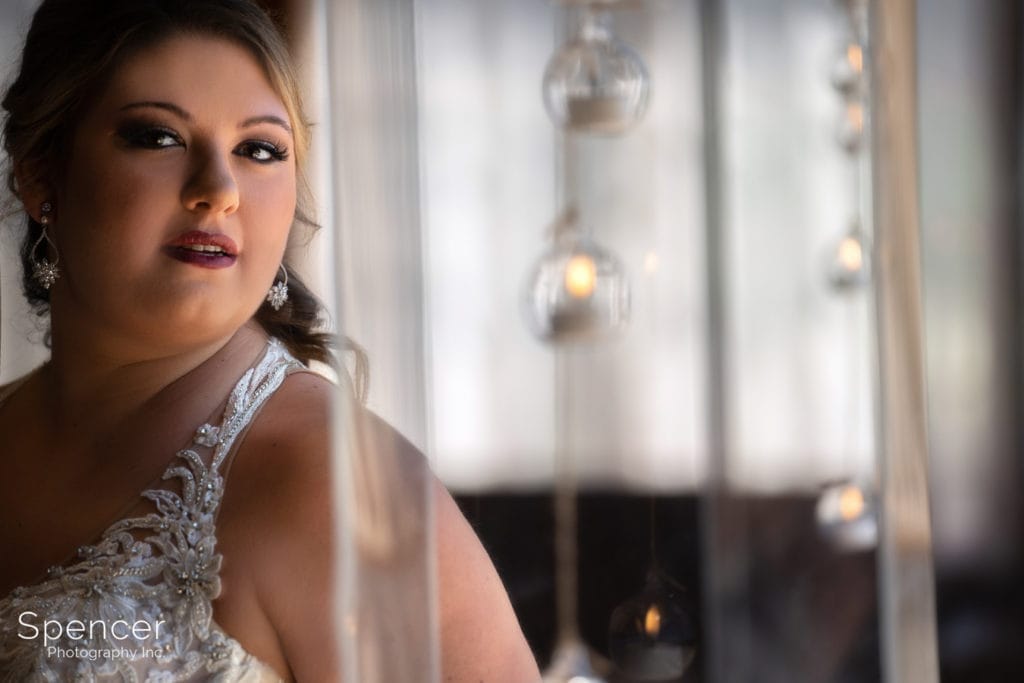 wedding picture of bride at Parker Barn